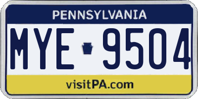 PA license plate MYE9504