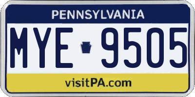 PA license plate MYE9505