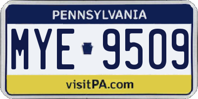 PA license plate MYE9509