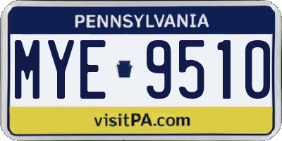 PA license plate MYE9510