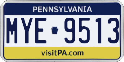 PA license plate MYE9513