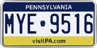 PA license plate MYE9516