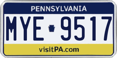 PA license plate MYE9517