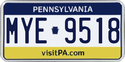PA license plate MYE9518
