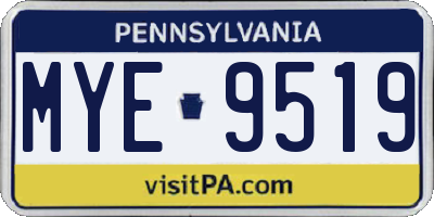 PA license plate MYE9519