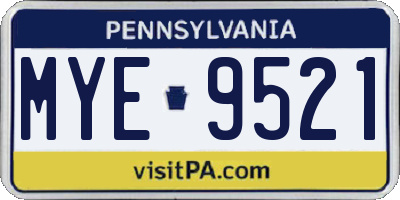 PA license plate MYE9521