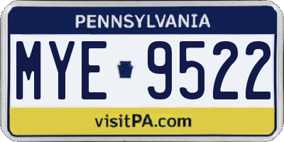 PA license plate MYE9522