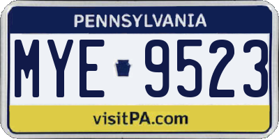 PA license plate MYE9523
