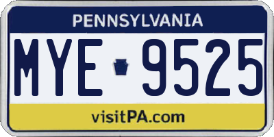 PA license plate MYE9525