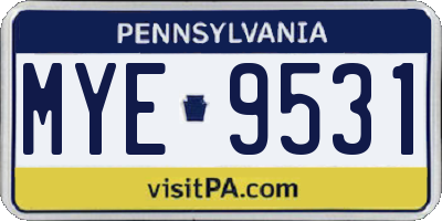PA license plate MYE9531
