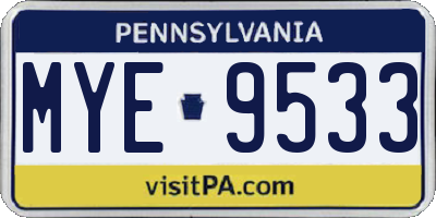 PA license plate MYE9533