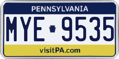 PA license plate MYE9535