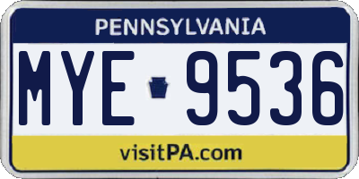 PA license plate MYE9536