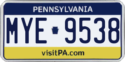 PA license plate MYE9538