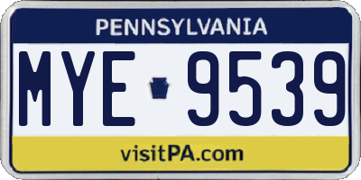 PA license plate MYE9539