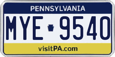 PA license plate MYE9540
