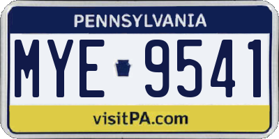 PA license plate MYE9541