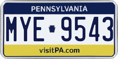 PA license plate MYE9543