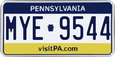 PA license plate MYE9544