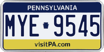 PA license plate MYE9545