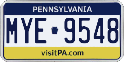 PA license plate MYE9548