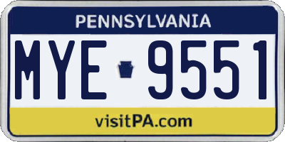 PA license plate MYE9551