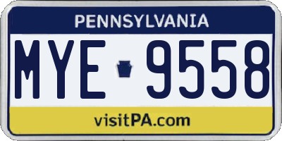 PA license plate MYE9558