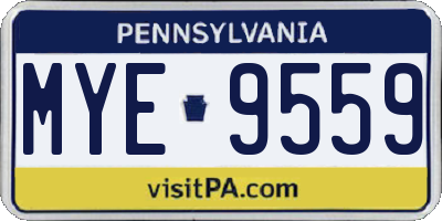 PA license plate MYE9559