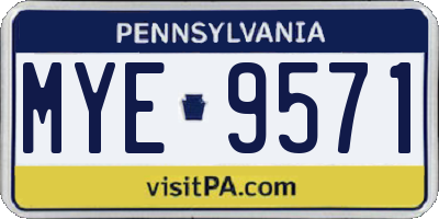 PA license plate MYE9571