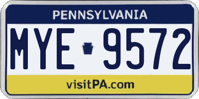 PA license plate MYE9572