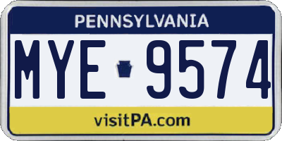 PA license plate MYE9574