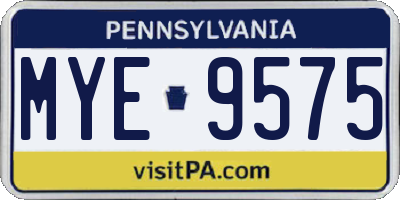 PA license plate MYE9575