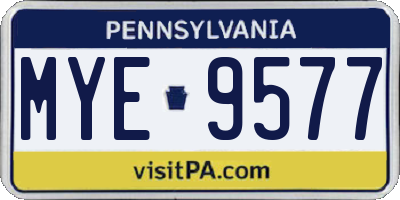 PA license plate MYE9577