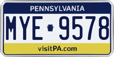 PA license plate MYE9578