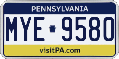 PA license plate MYE9580