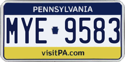 PA license plate MYE9583