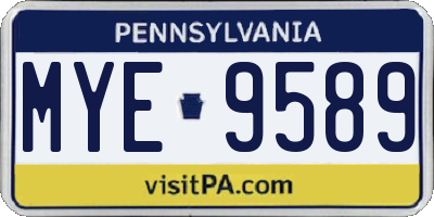PA license plate MYE9589