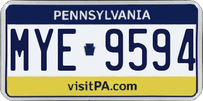 PA license plate MYE9594