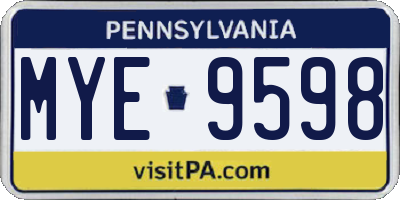 PA license plate MYE9598