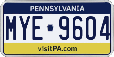 PA license plate MYE9604