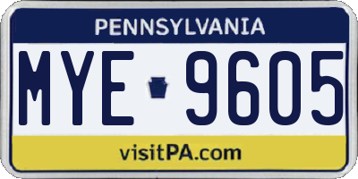 PA license plate MYE9605