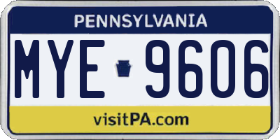 PA license plate MYE9606
