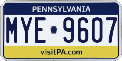 PA license plate MYE9607