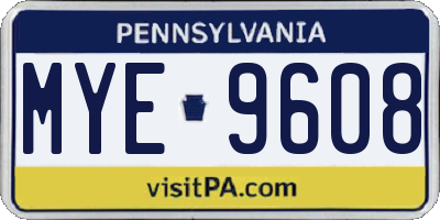 PA license plate MYE9608