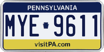 PA license plate MYE9611