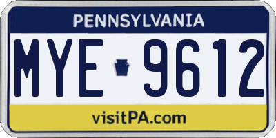 PA license plate MYE9612