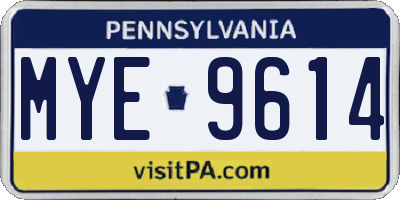 PA license plate MYE9614