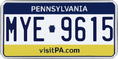 PA license plate MYE9615