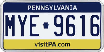 PA license plate MYE9616