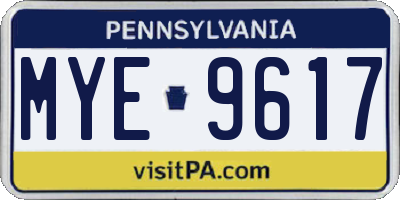 PA license plate MYE9617